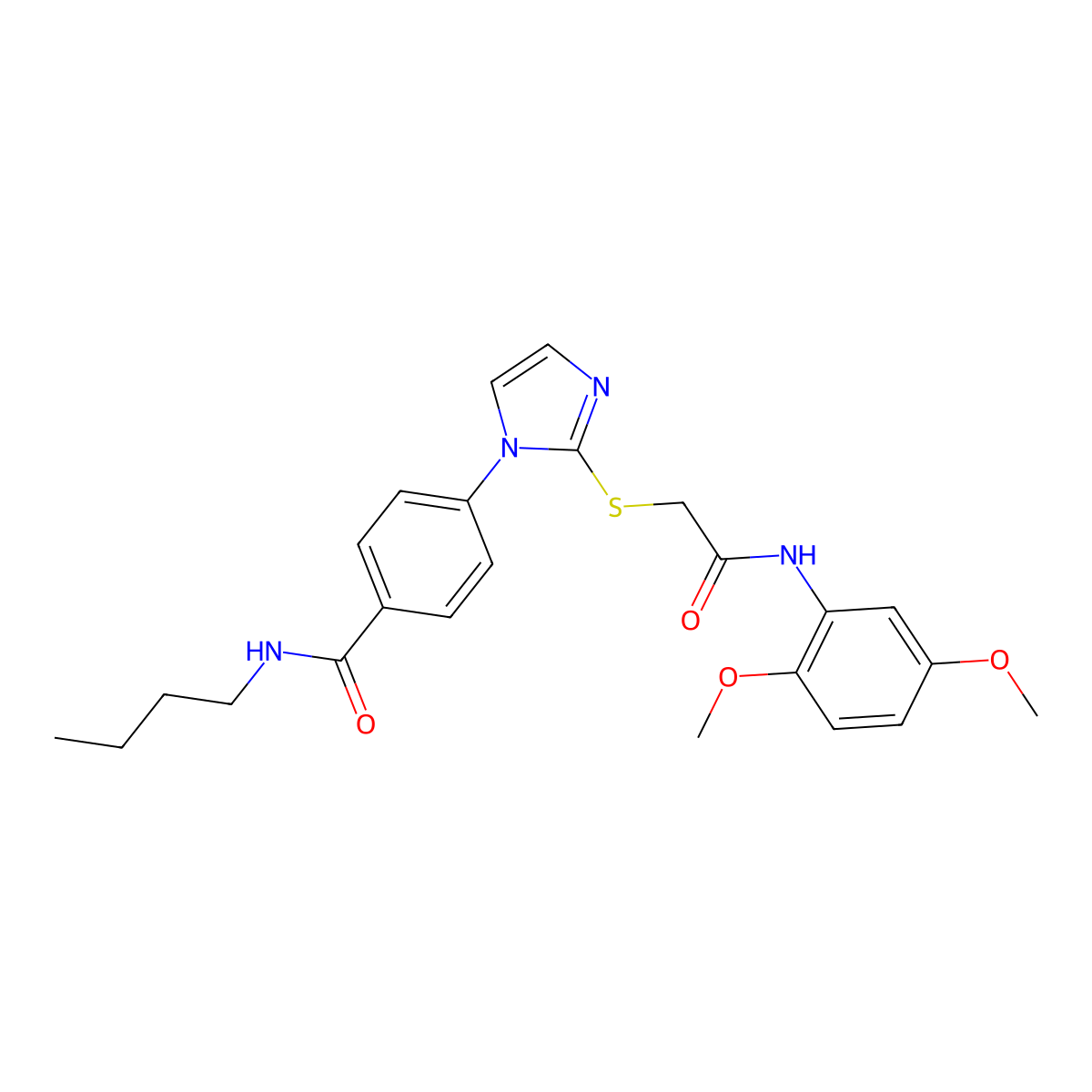 N-butyl-4-[2-({[(2,5-dimethoxyphenyl)carbamoyl]methyl}sulfanyl)-1H-imidazol-1-yl]benzamide molecular structure, CAS 1206987-25-8