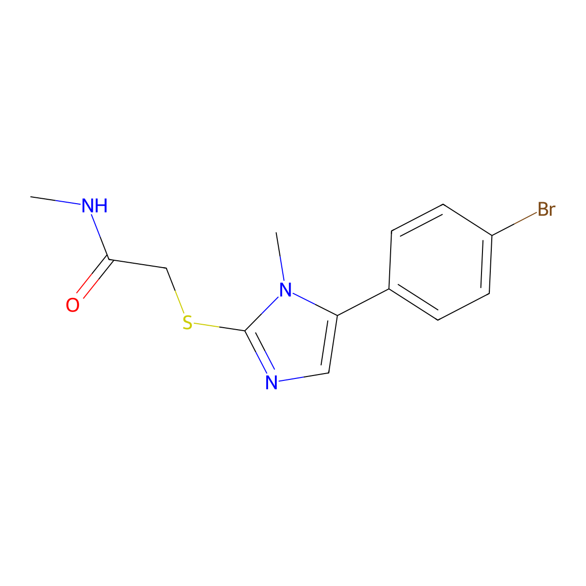 2-((5-(4-bromophenyl)-1-methyl-1H-imidazol-2-yl)thio)-N-methylacetamide molecular structure, CAS 1206987-31-6