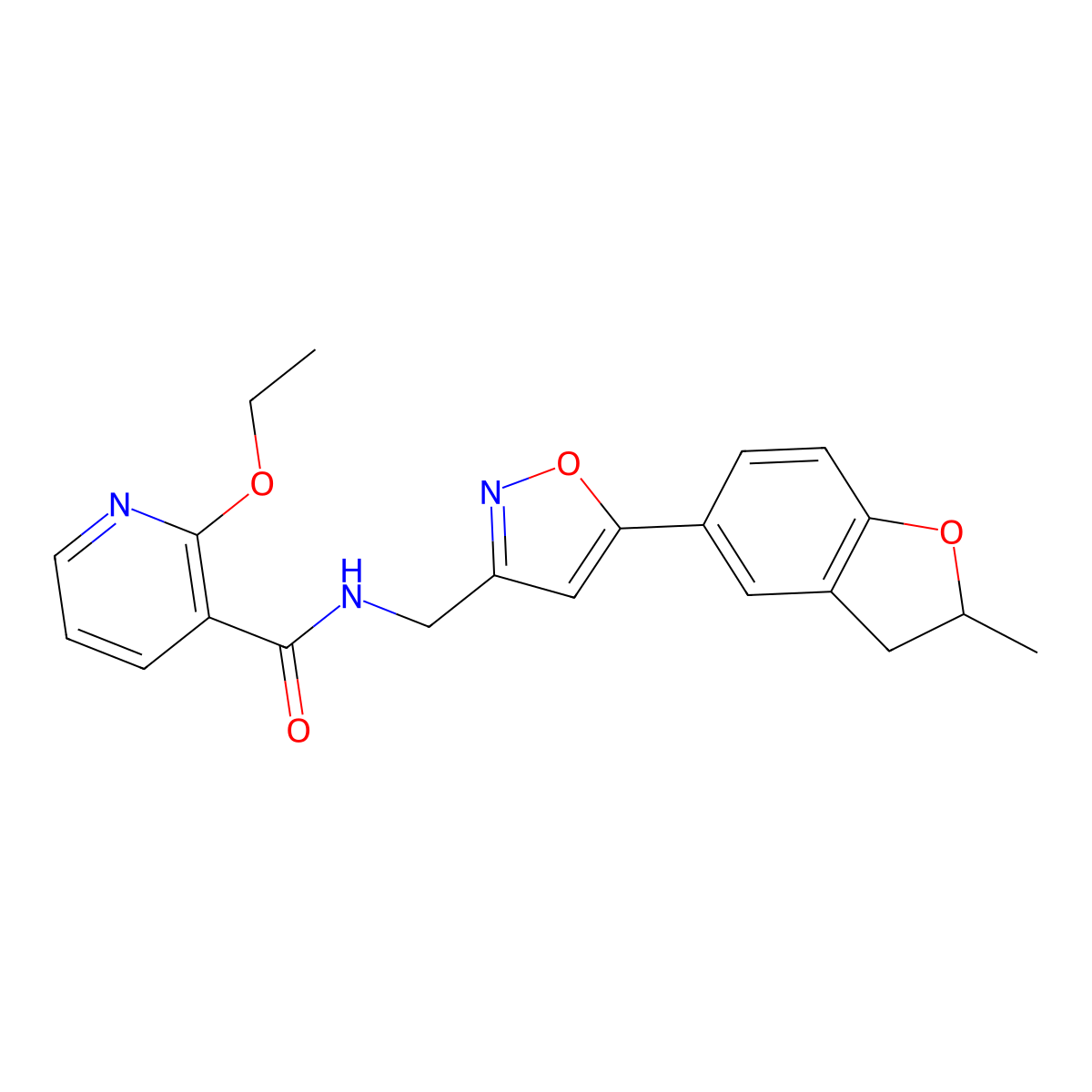 2-ethoxy-N-((5-(2-methyl-2,3-dihydrobenzofuran-5-yl)isoxazol-3-yl)methyl)nicotinamide molecular structure, CAS 1206987-32-7