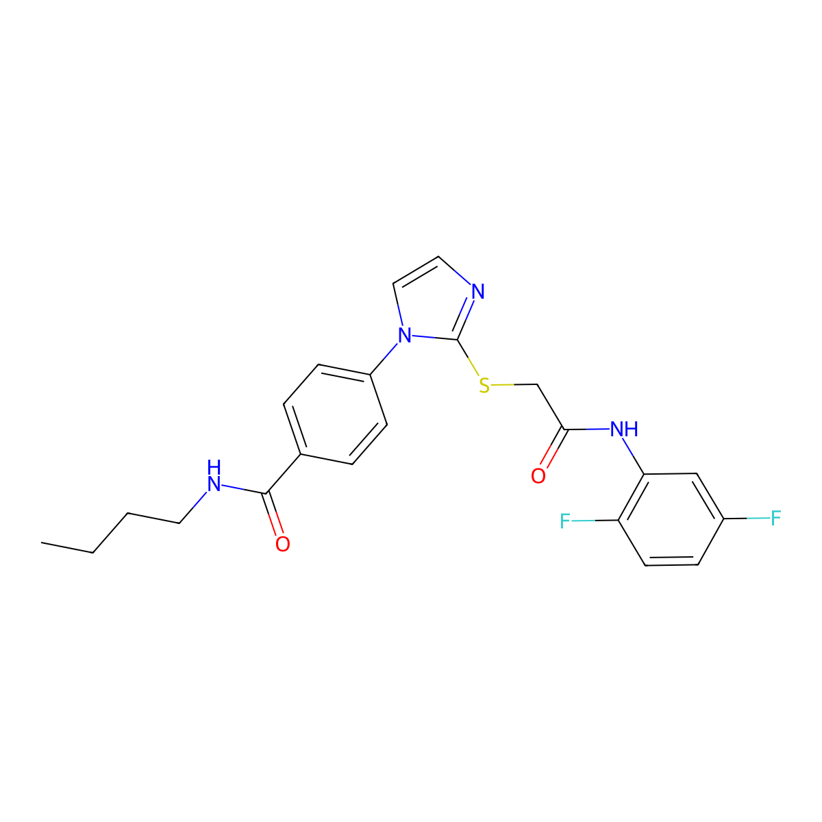 N-butyl-4-[2-({[(2,5-difluorophenyl)carbamoyl]methyl}sulfanyl)-1H-imidazol-1-yl]benzamide molecular structure, CAS 1206987-33-8