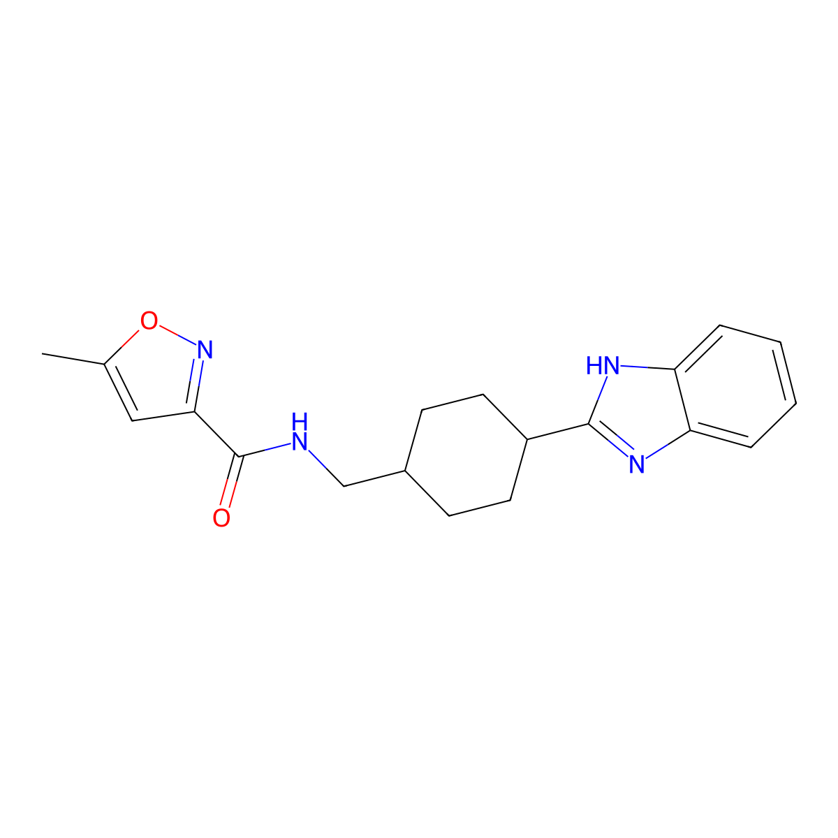 N-((4-(1H-benzo[d]imidazol-2-yl)cyclohexyl)methyl)-5-methylisoxazole-3-carboxamide molecular structure, CAS 1206987-42-9