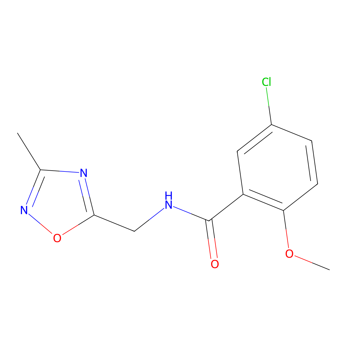 5-chloro-2-methoxy-N-[(3-methyl-1,2,4-oxadiazol-5-yl)methyl]benzamide molecular structure, CAS 1206987-43-0