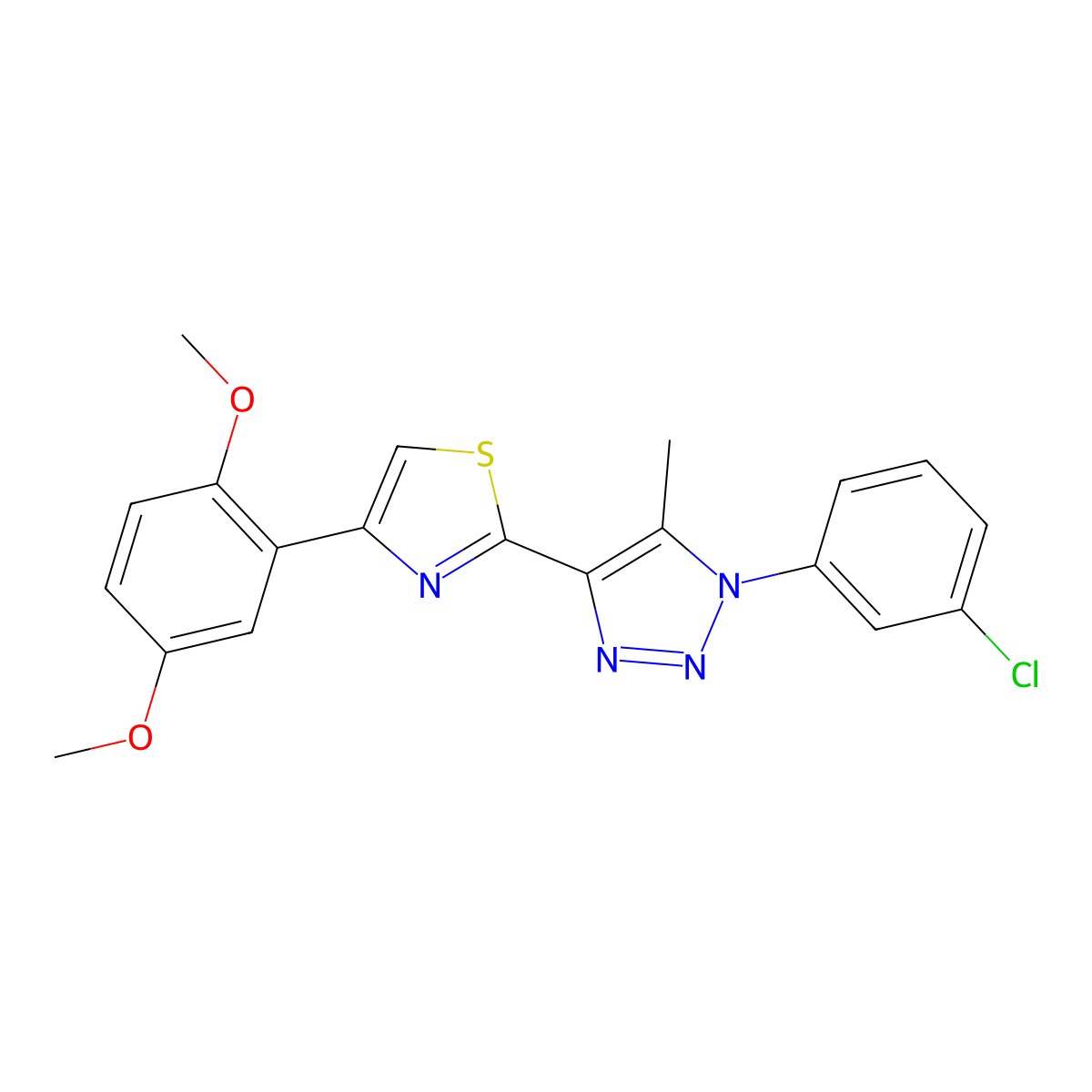 2-(1-(3-chlorophenyl)-5-methyl-1H-1,2,3-triazol-4-yl)-4-(2,5-dimethoxyphenyl)thiazole molecular structure, CAS 1206987-44-1