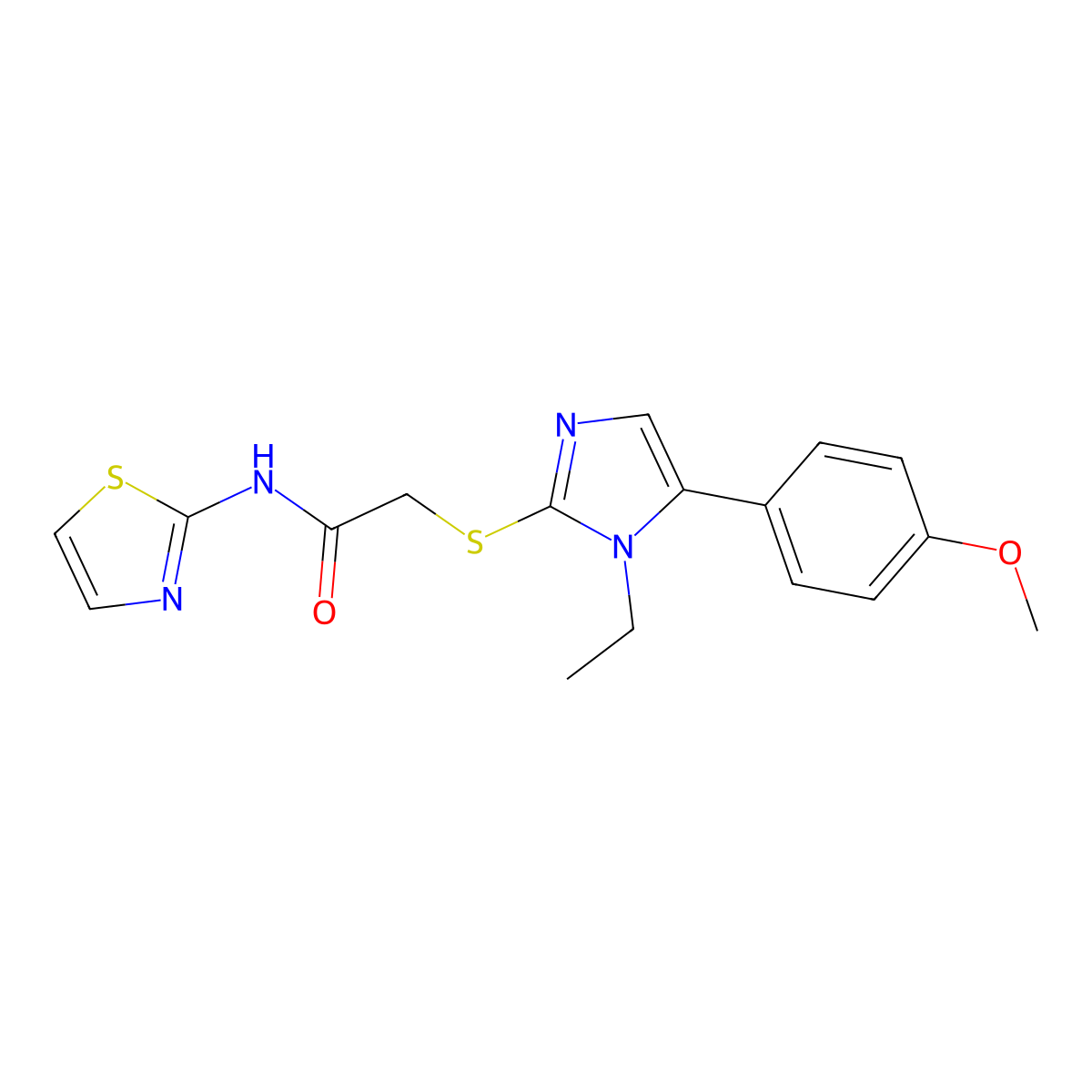 2-((1-ethyl-5-(4-methoxyphenyl)-1H-imidazol-2-yl)thio)-N-(thiazol-2-yl)acetamide molecular structure, CAS 1206987-45-2