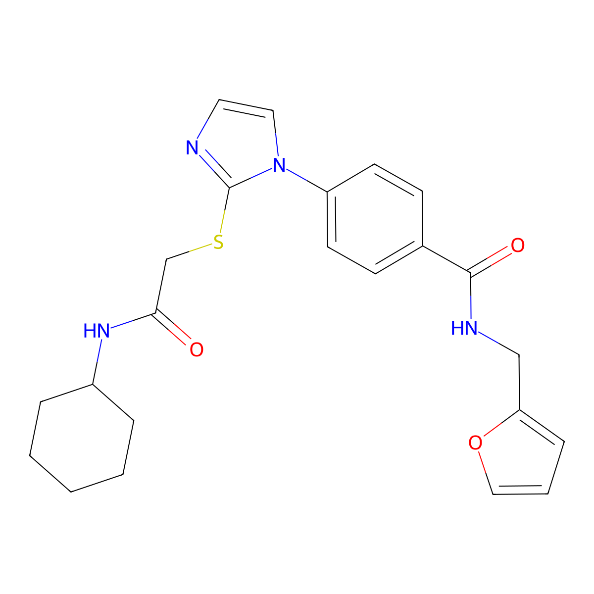 4-(2-((2-(cyclohexylamino)-2-oxoethyl)thio)-1H-imidazol-1-yl)-N-(furan-2-ylmethyl)benzamide molecular structure, CAS 1206987-47-4