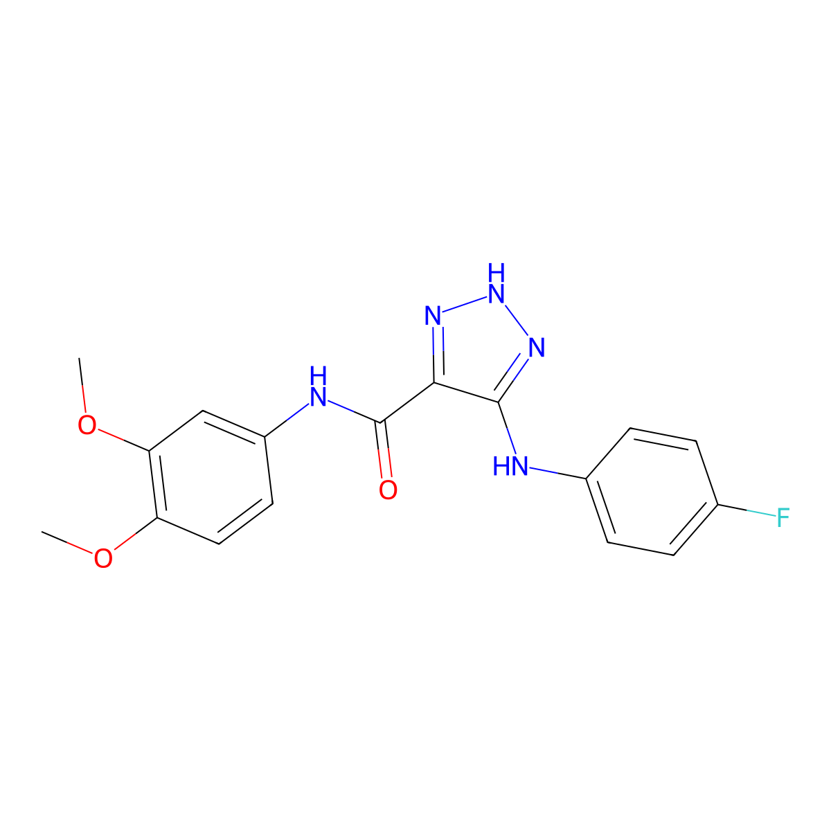 N-(3,4-dimethoxyphenyl)-5-[(4-fluorophenyl)amino]-1H-1,2,3-triazole-4-carboxamide molecular structure, CAS 1206987-53-2