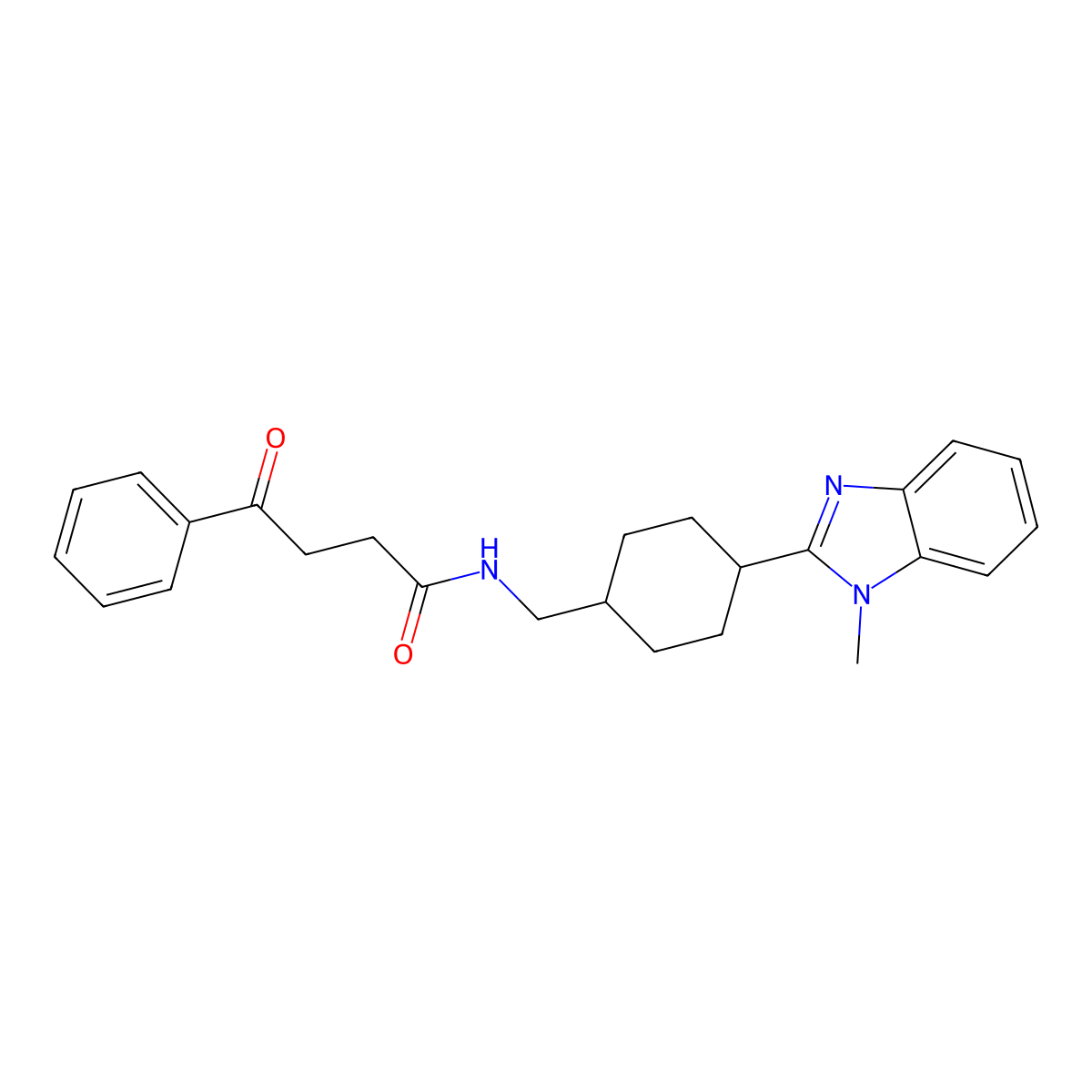 N-((4-(1-methyl-1H-benzo[d]imidazol-2-yl)cyclohexyl)methyl)-4-oxo-4-phenylbutanamide molecular structure, CAS 1206987-57-6