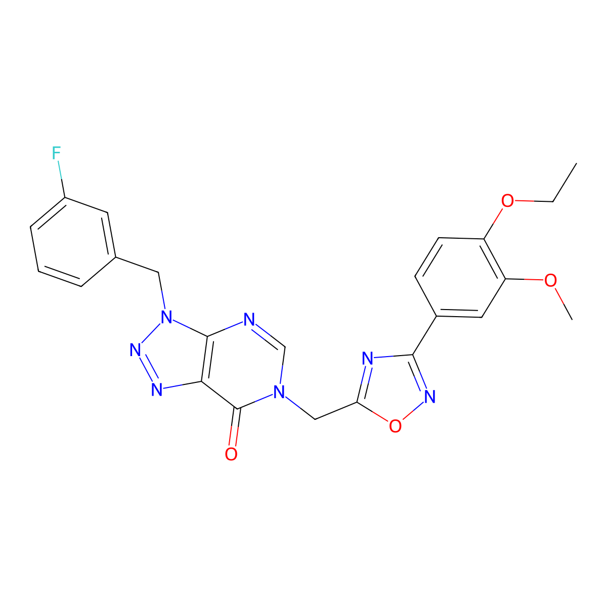 6-((3-(4-ethoxy-3-methoxyphenyl)-1,2,4-oxadiazol-5-yl)methyl)-3-(3-fluorobenzyl)-3H-[1,2,3]triazolo[4,5-d]pyrimidin-7(6H)-one molecular structure, CAS 1206987-58-7