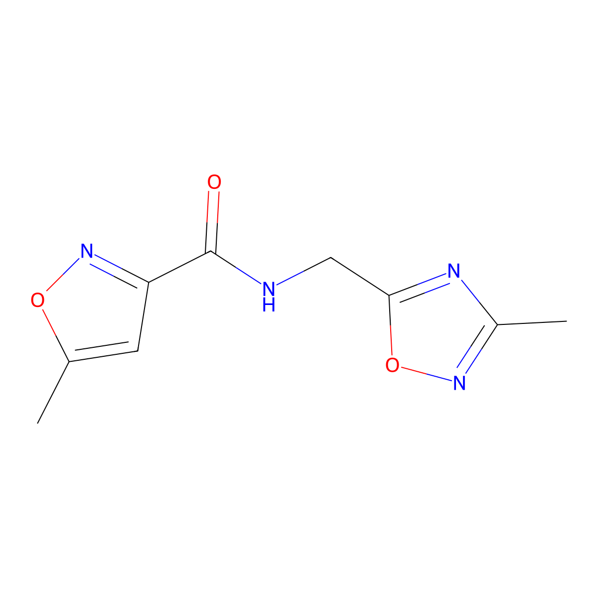 5-methyl-N-((3-methyl-1,2,4-oxadiazol-5-yl)methyl)isoxazole-3-carboxamide molecular structure, CAS 1206987-65-6