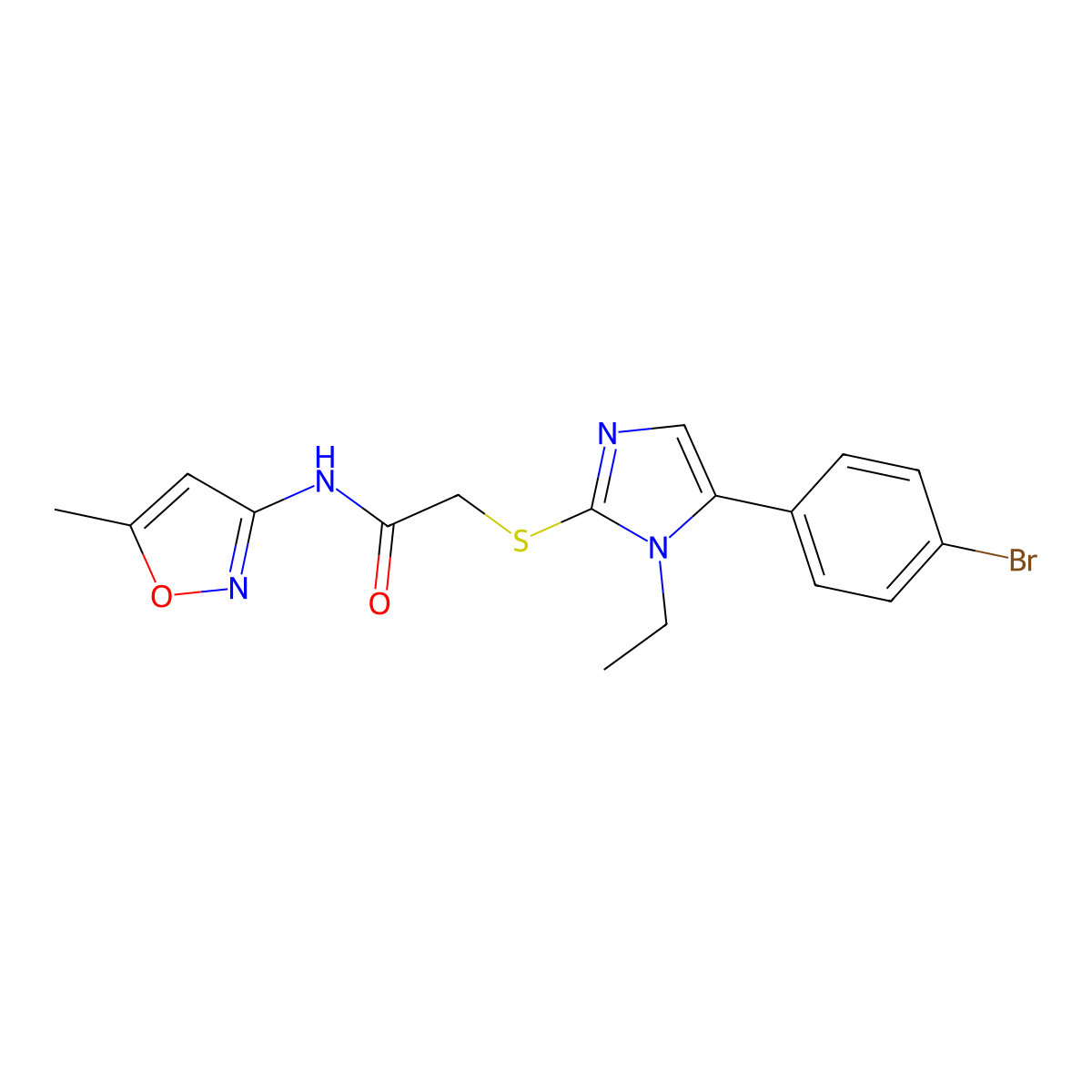2-((5-(4-bromophenyl)-1-ethyl-1H-imidazol-2-yl)thio)-N-(5-methylisoxazol-3-yl)acetamide molecular structure, CAS 1206987-74-7