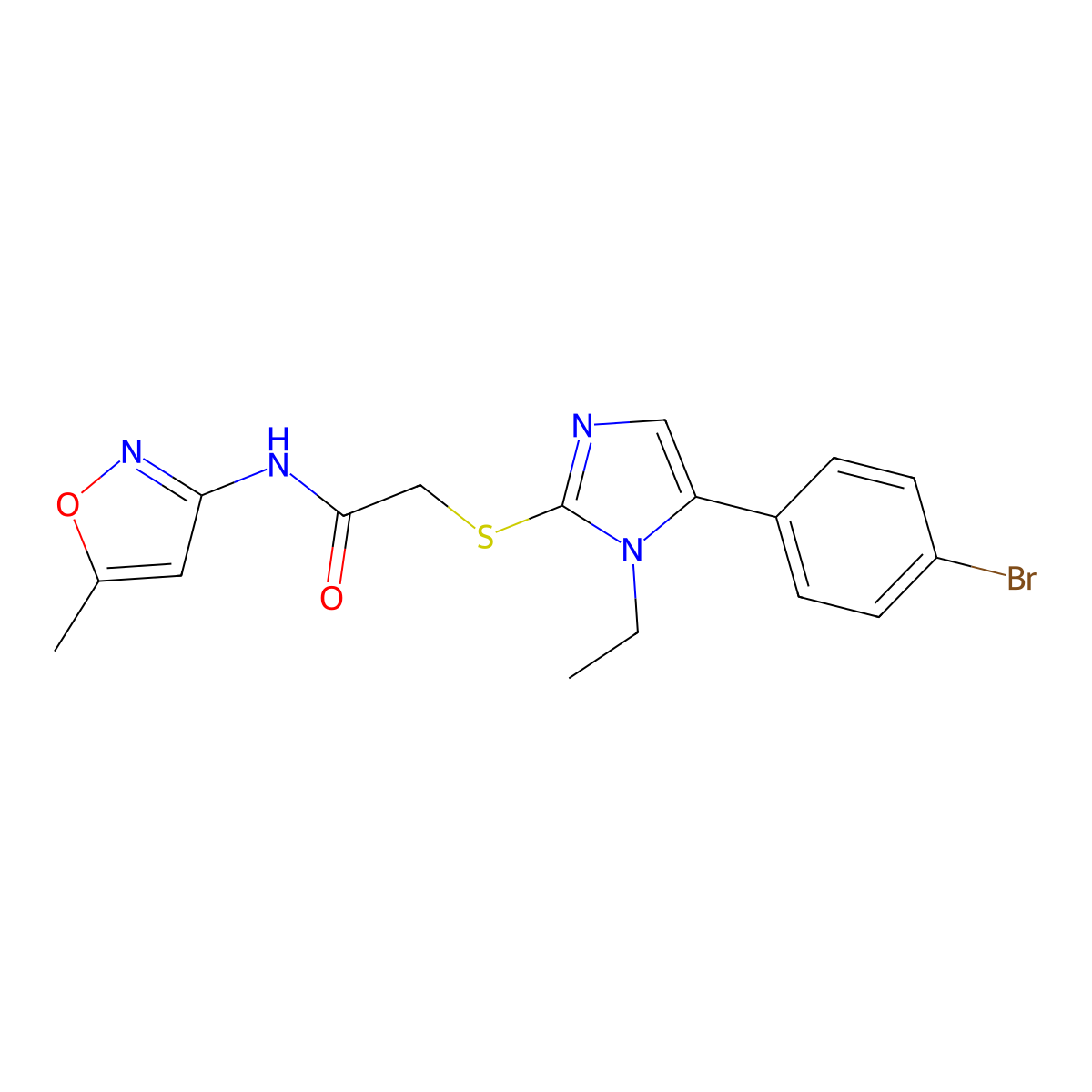 2-((5-(4-bromophenyl)-1-ethyl-1H-imidazol-2-yl)thio)-N-(5-methylisoxazol-3-yl)acetamide molecular structure, CAS 1206987-74-7