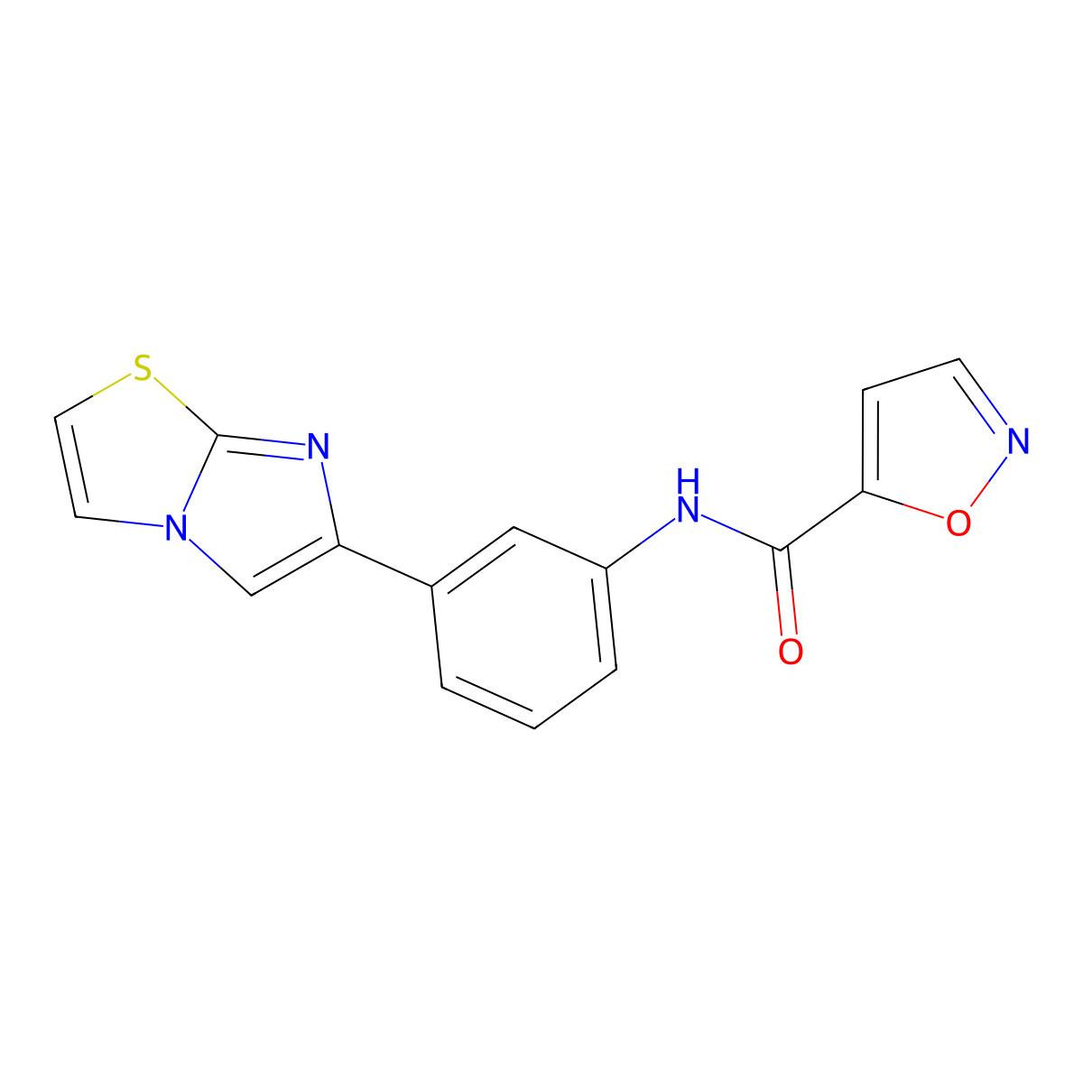 N-(3-(imidazo[2,1-b]thiazol-6-yl)phenyl)isoxazole-5-carboxamide molecular structure, CAS 1206987-75-8