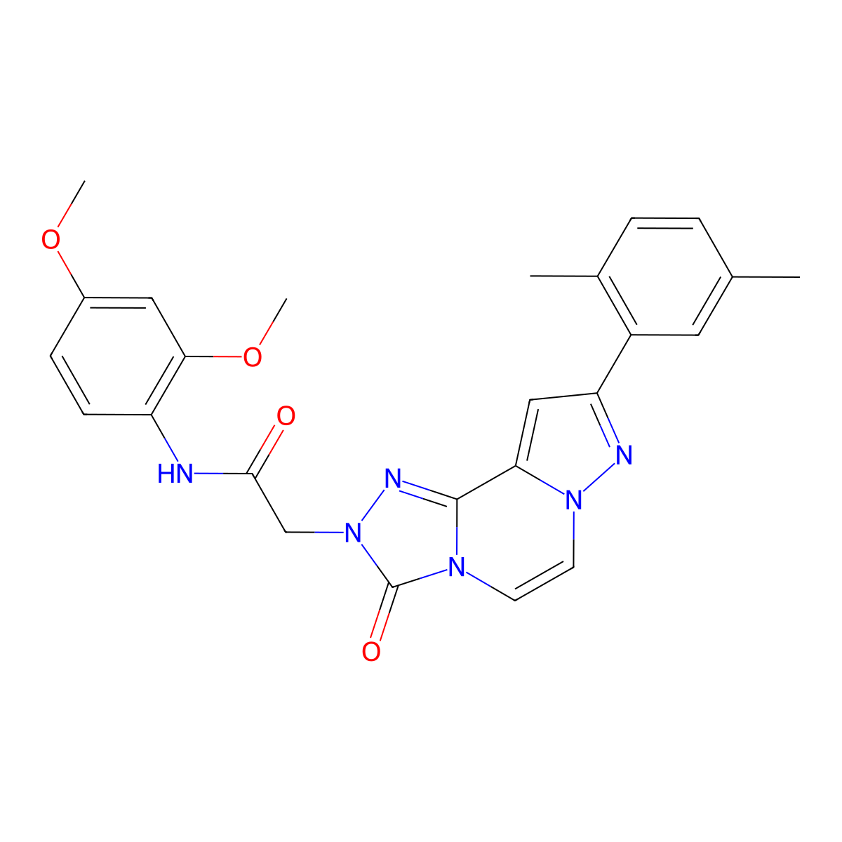 N-(2,4-dimethoxyphenyl)-2-[11-(2,5-dimethylphenyl)-5-oxo-3,4,6,9,10-pentaazatricyclo[7.3.0.0^{2,6}]dodeca-1(12),2,7,10-tetraen-4-yl]acetamide molecular structure, CAS 1206987-78-1