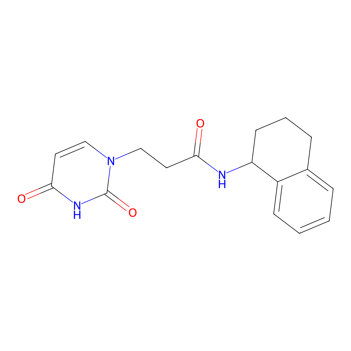 3-(2,4-dioxo-3,4-dihydropyrimidin-1(2H)-yl)-N-(1,2,3,4-tetrahydronaphthalen-1-yl)propanamide molecular structure, CAS 1206987-83-8