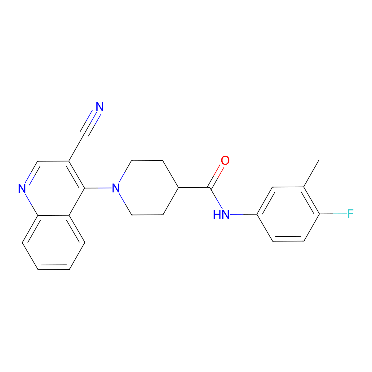 1-(3-cyanoquinolin-4-yl)-N-(4-fluoro-3-methylphenyl)piperidine-4-carboxamide molecular structure, CAS 1206987-99-6