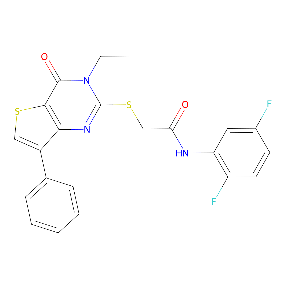 N-(2,5-difluorophenyl)-2-({3-ethyl-4-oxo-7-phenyl-3H,4H-thieno[3,2-d]pyrimidin-2-yl}sulfanyl)acetamide molecular structure, CAS 1206988-00-2