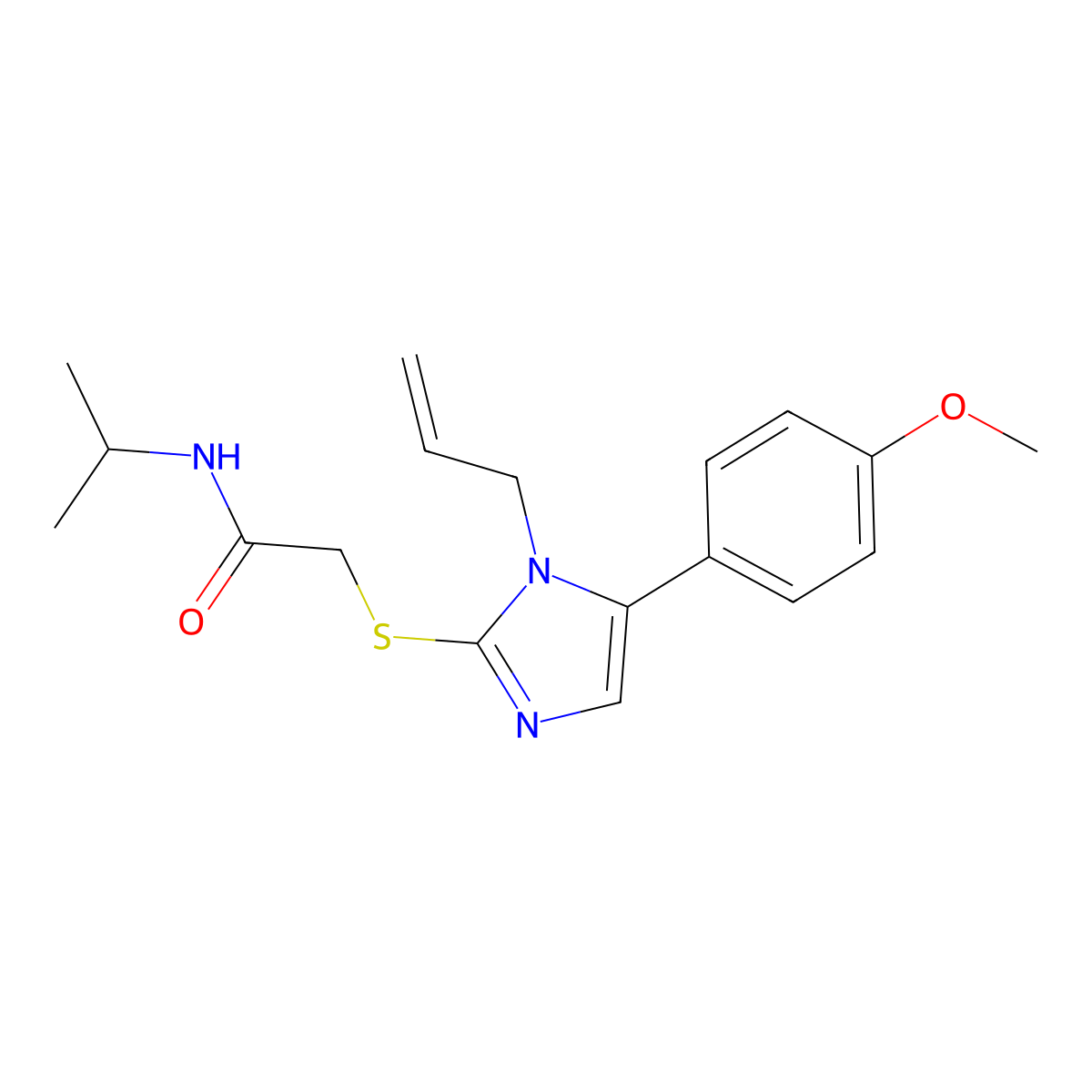 2-((1-allyl-5-(4-methoxyphenyl)-1H-imidazol-2-yl)thio)-N-isopropylacetamide molecular structure, CAS 1206988-04-6