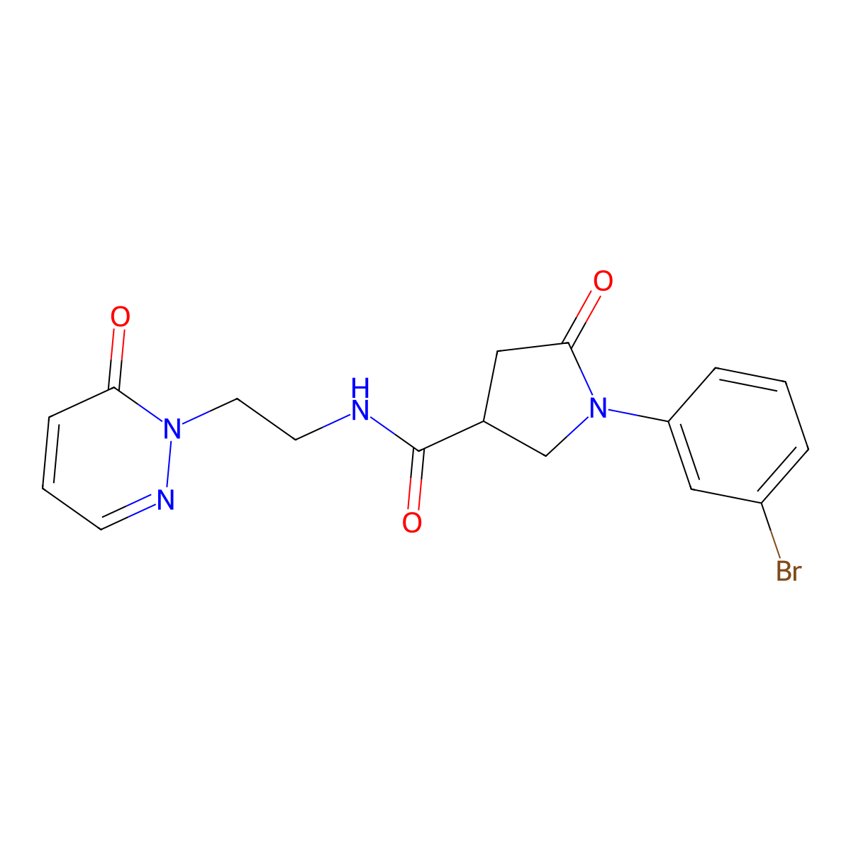 1-(3-bromophenyl)-5-oxo-N-(2-(6-oxopyridazin-1(6H)-yl)ethyl)pyrrolidine-3-carboxamide molecular structure, CAS 1206988-08-0