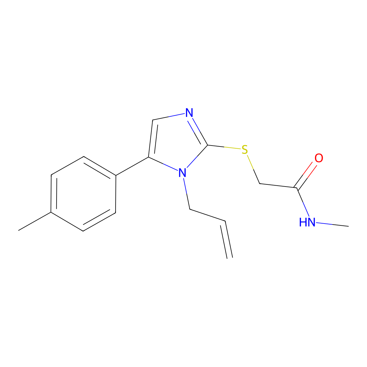 2-((1-allyl-5-(p-tolyl)-1H-imidazol-2-yl)thio)-N-methylacetamide molecular structure, CAS 1206988-11-5