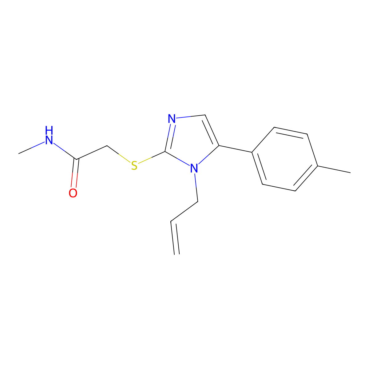 2-((1-allyl-5-(p-tolyl)-1H-imidazol-2-yl)thio)-N-methylacetamide molecular structure, CAS 1206988-11-5