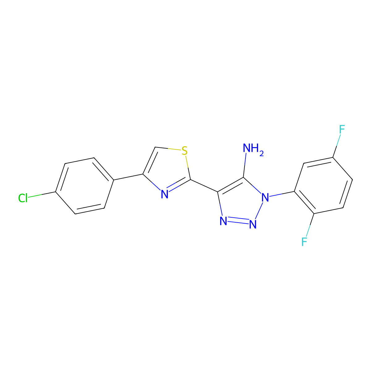 4-[4-(4-chlorophenyl)-1,3-thiazol-2-yl]-1-(2,5-difluorophenyl)-1H-1,2,3-triazol-5-amine molecular structure, CAS 1206988-17-1