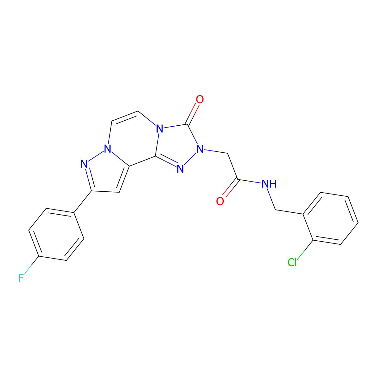 N-[(2-chlorophenyl)methyl]-2-[11-(4-fluorophenyl)-5-oxo-3,4,6,9,10-pentazatricyclo[7.3.0.02,6]dodeca-1(12),2,7,10-tetraen-4-yl]acetamide molecular structure, CAS 1206988-24-0
