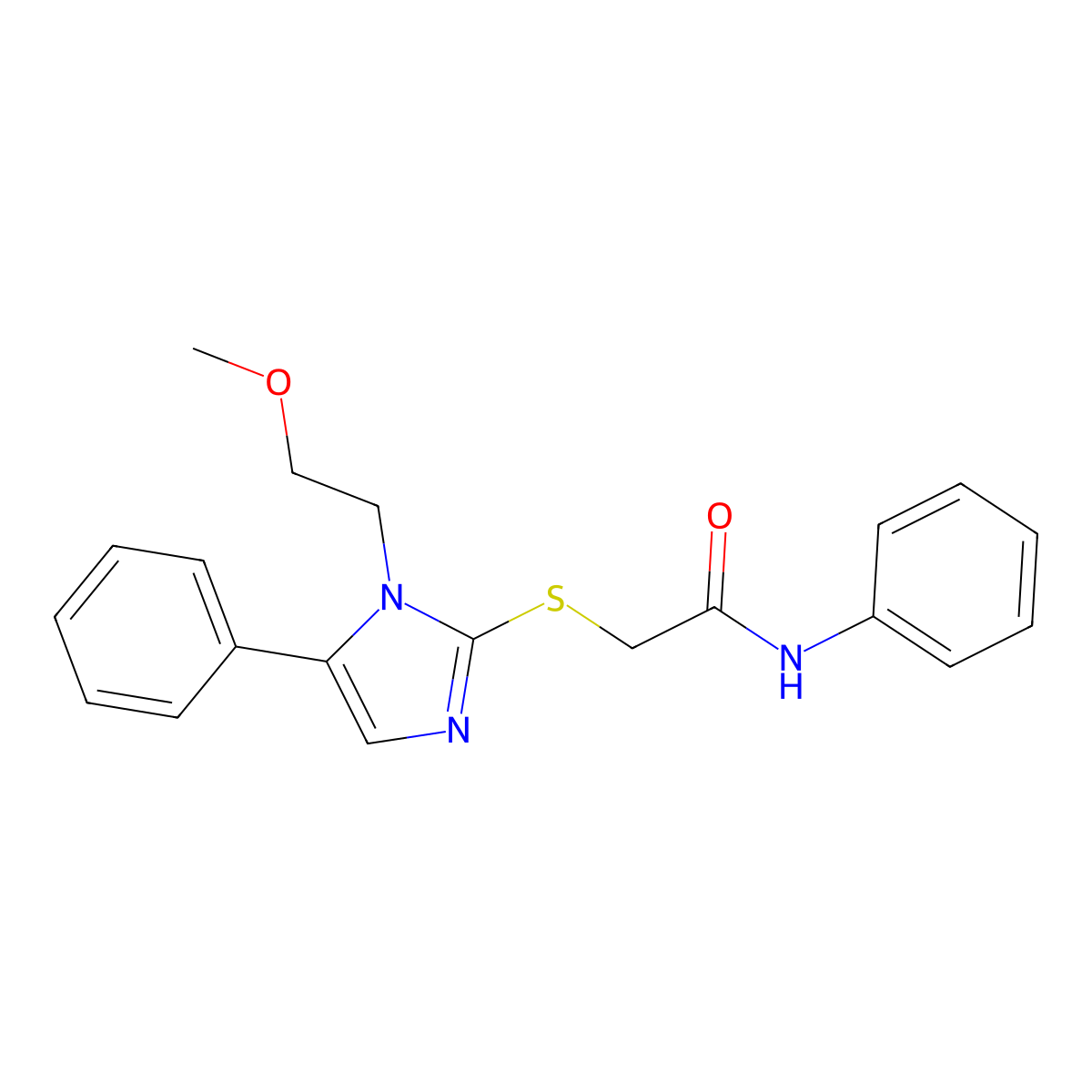 2-((1-(2-methoxyethyl)-5-phenyl-1H-imidazol-2-yl)thio)-N-phenylacetamide molecular structure, CAS 1206988-27-3