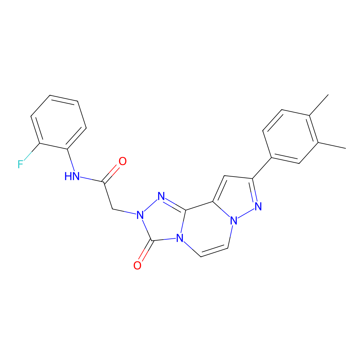 2-[11-(3,4-dimethylphenyl)-5-oxo-3,4,6,9,10-pentaazatricyclo[7.3.0.0^{2,6}]dodeca-1(12),2,7,10-tetraen-4-yl]-N-(2-fluorophenyl)acetamide molecular structure, CAS 1206988-34-2