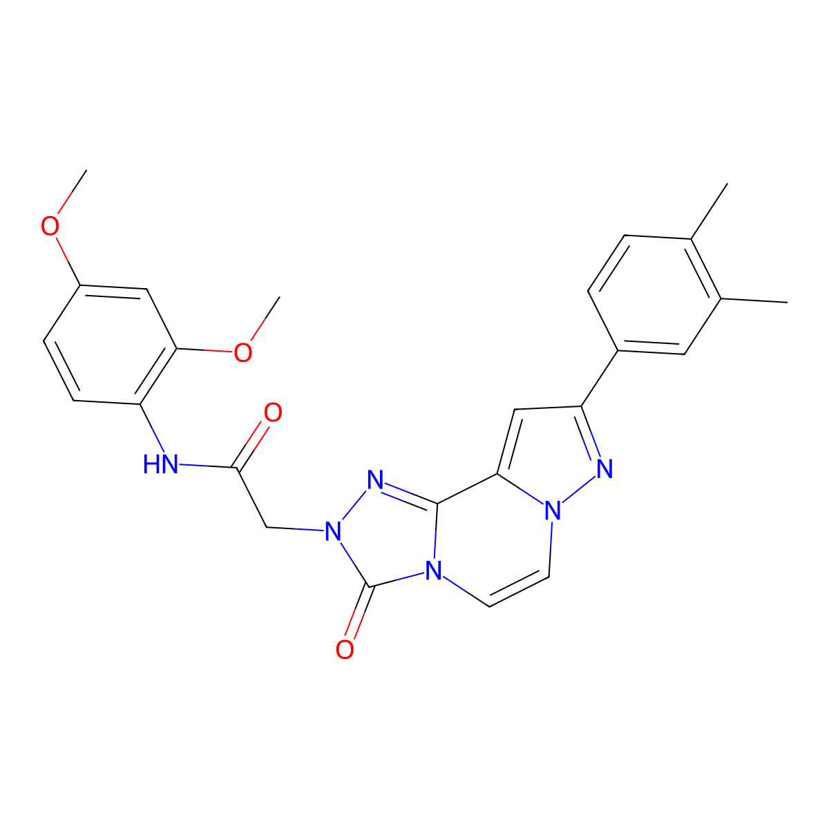N-(2,4-dimethoxyphenyl)-2-[11-(3,4-dimethylphenyl)-5-oxo-3,4,6,9,10-pentaazatricyclo[7.3.0.0^{2,6}]dodeca-1(12),2,7,10-tetraen-4-yl]acetamide molecular structure, CAS 1206988-43-3