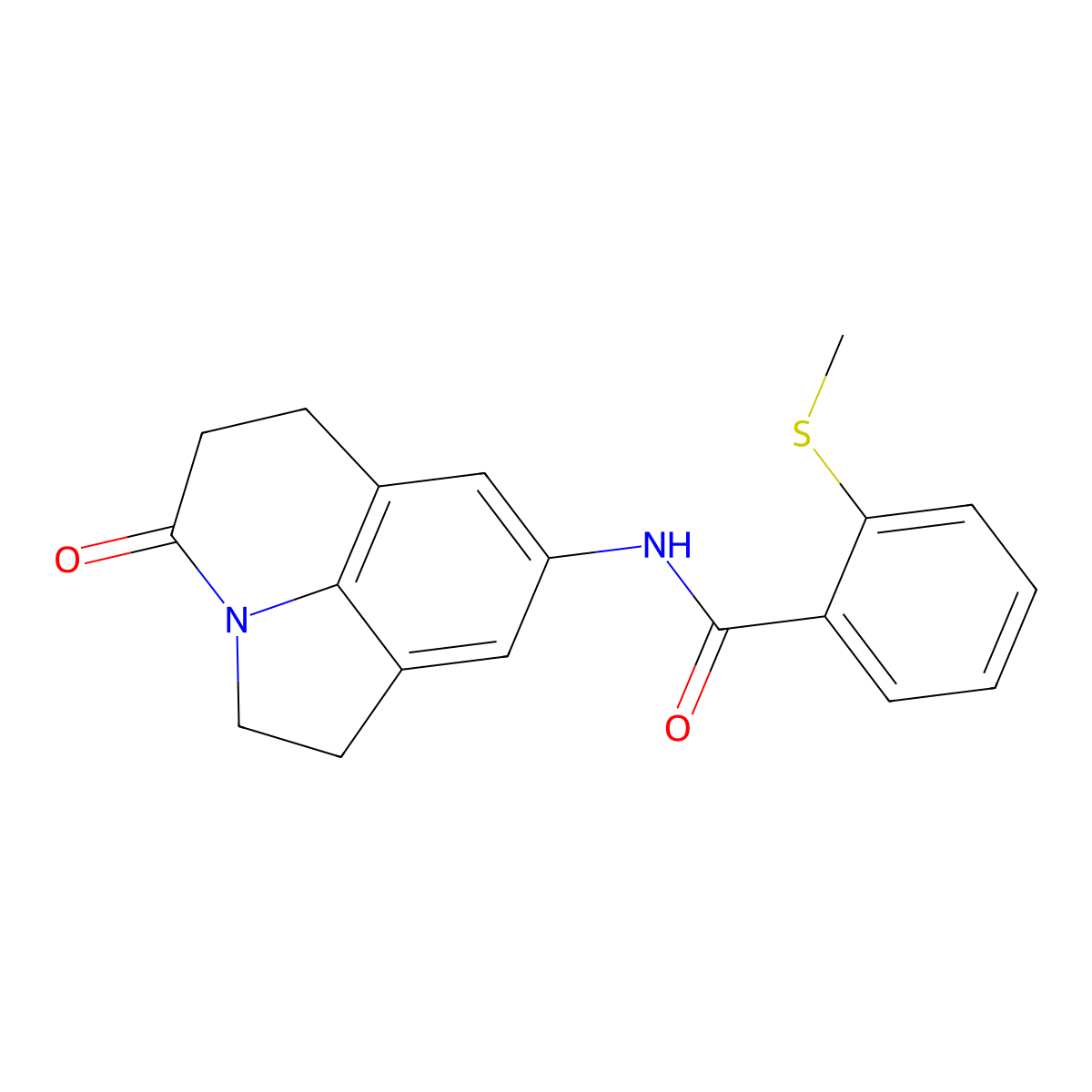 2-(methylsulfanyl)-N-{11-oxo-1-azatricyclo[6.3.1.0^{4,12}]dodeca-4(12),5,7-trien-6-yl}benzamide molecular structure, CAS 1206988-44-4