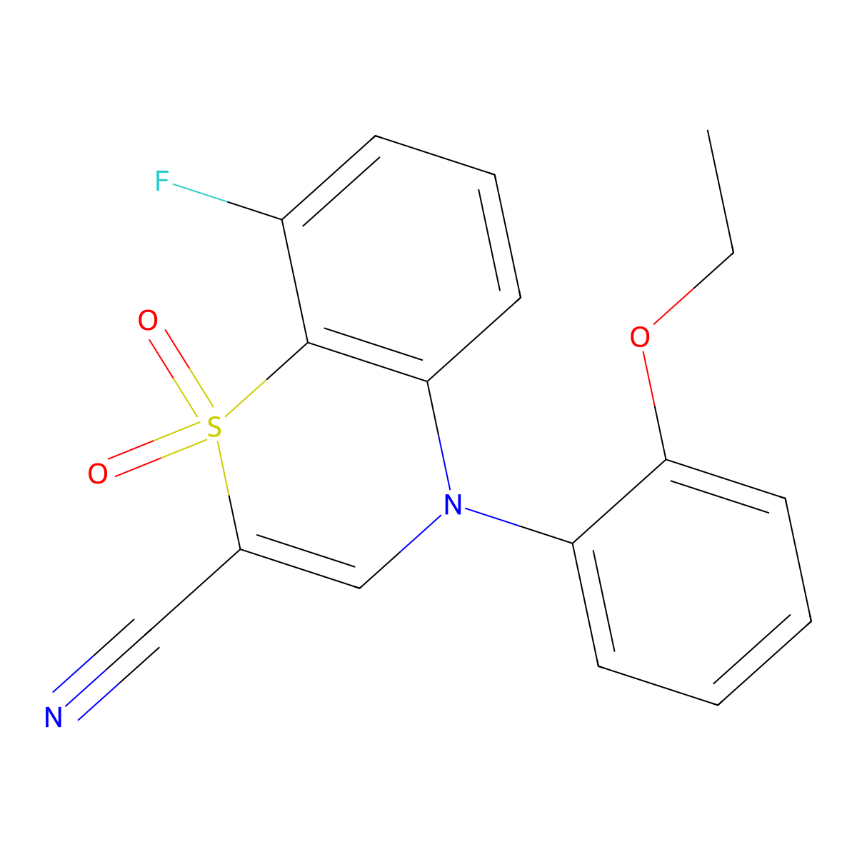 4-(2-ethoxyphenyl)-8-fluoro-4H-1,4-benzothiazine-2-carbonitrile 1,1-dioxide molecular structure, CAS 1206988-46-6