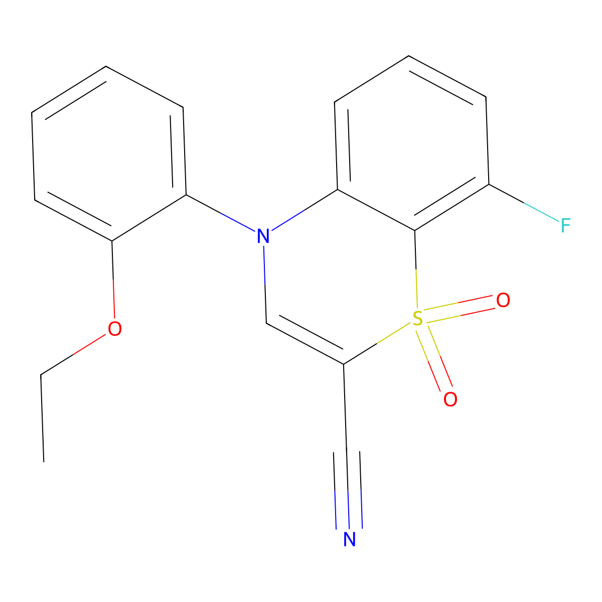 4-(2-ethoxyphenyl)-8-fluoro-4H-1,4-benzothiazine-2-carbonitrile 1,1-dioxide molecular structure, CAS 1206988-46-6