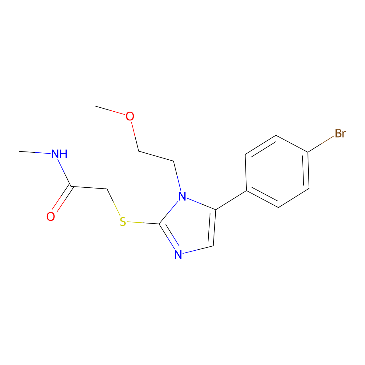 2-((5-(4-bromophenyl)-1-(2-methoxyethyl)-1H-imidazol-2-yl)thio)-N-methylacetamide molecular structure, CAS 1206988-47-7