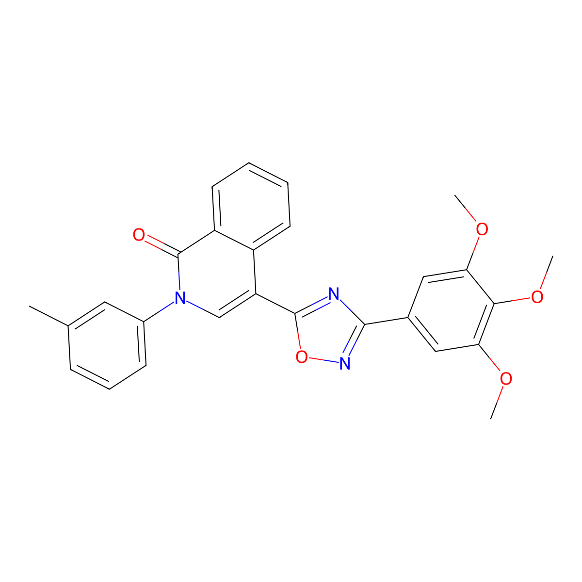 2-(3-Methylphenyl)-4-[3-(3,4,5-trimethoxyphenyl)-1,2,4-oxadiazol-5-yl]-1,2-dihydroisoquinolin-1-one molecular structure, CAS 1206988-49-9