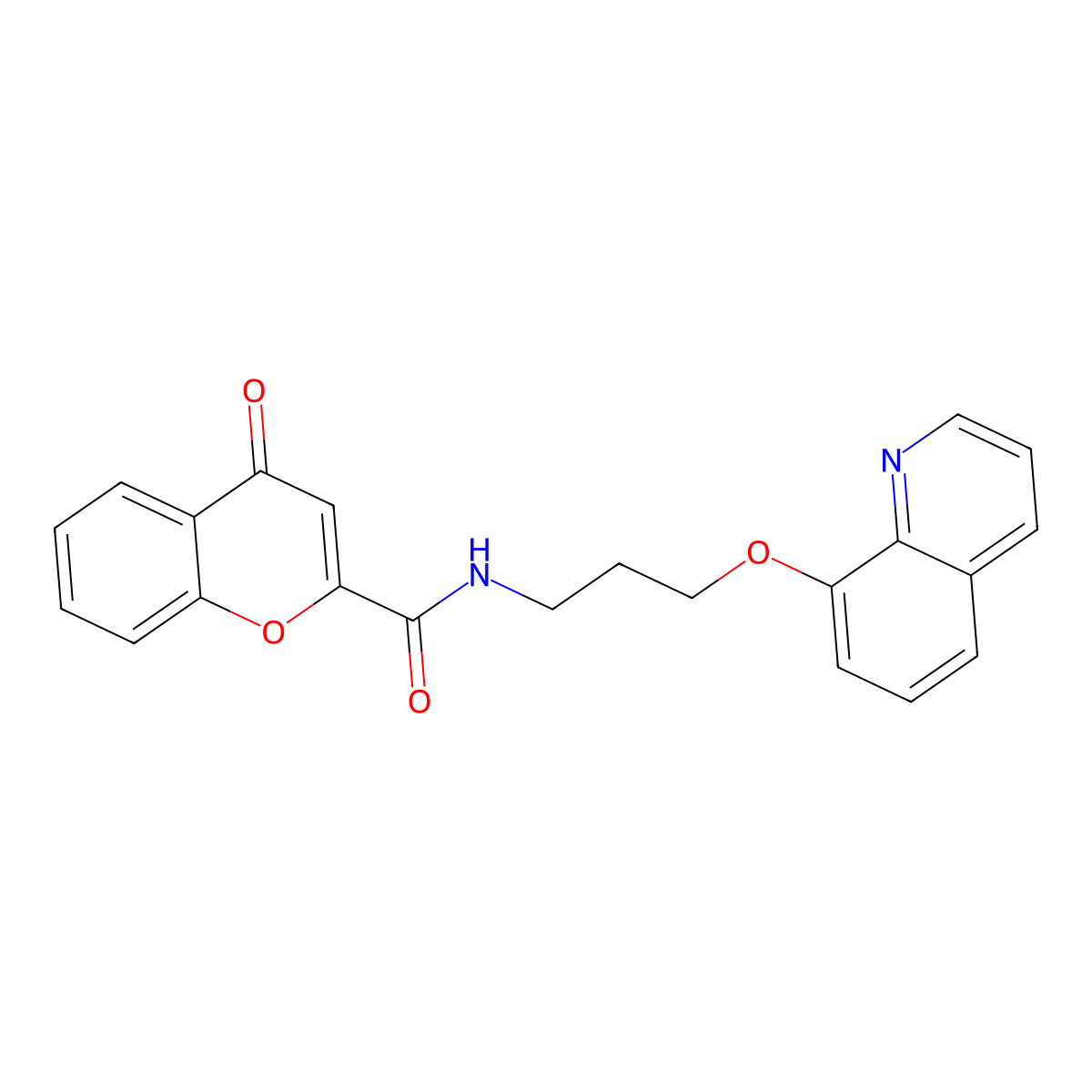 4-oxo-N-(3-(quinolin-8-yloxy)propyl)-4H-chromene-2-carboxamide molecular structure, CAS 1206988-50-2