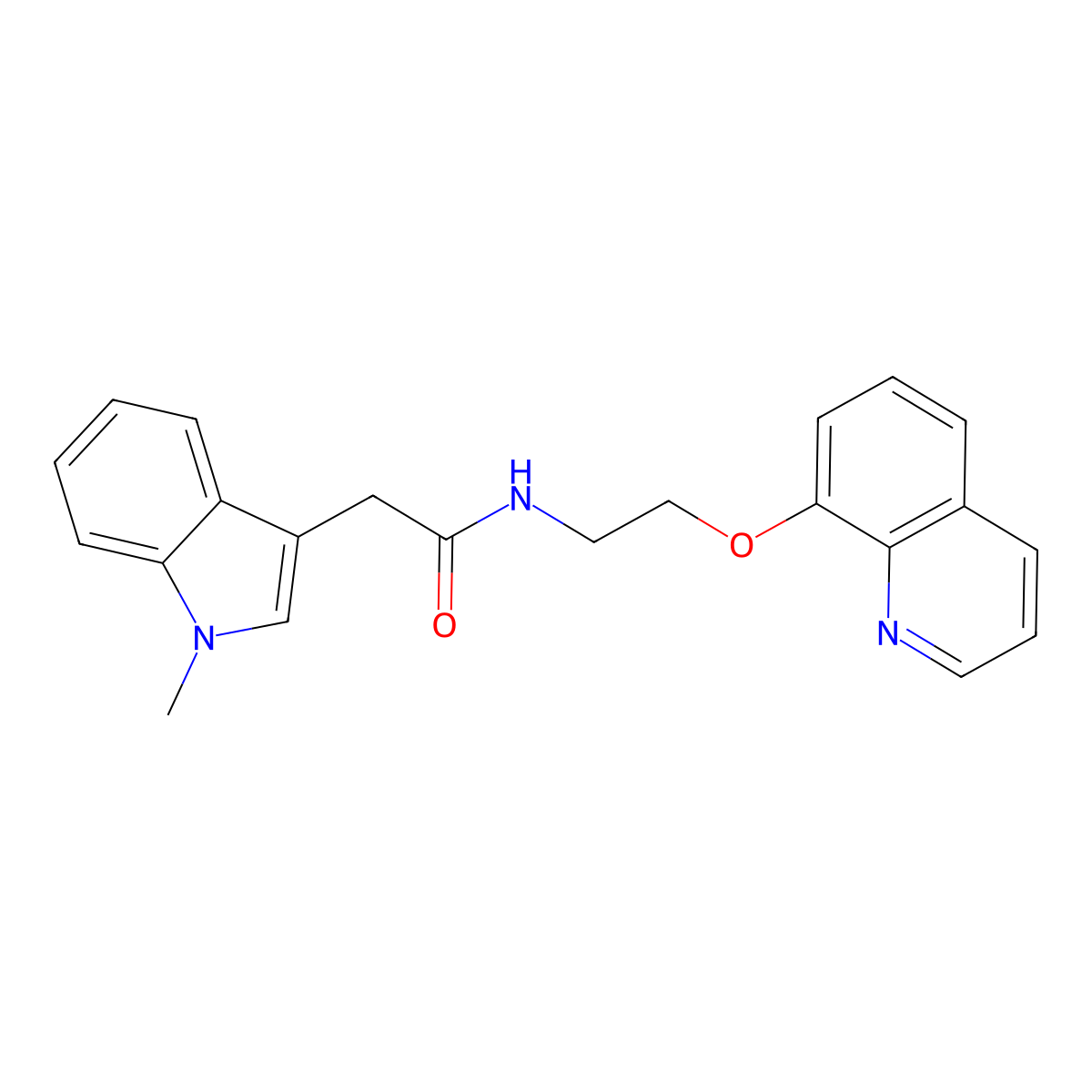 2-(1-methyl-1H-indol-3-yl)-N-[2-(quinolin-8-yloxy)ethyl]acetamide molecular structure, CAS 1206988-56-8