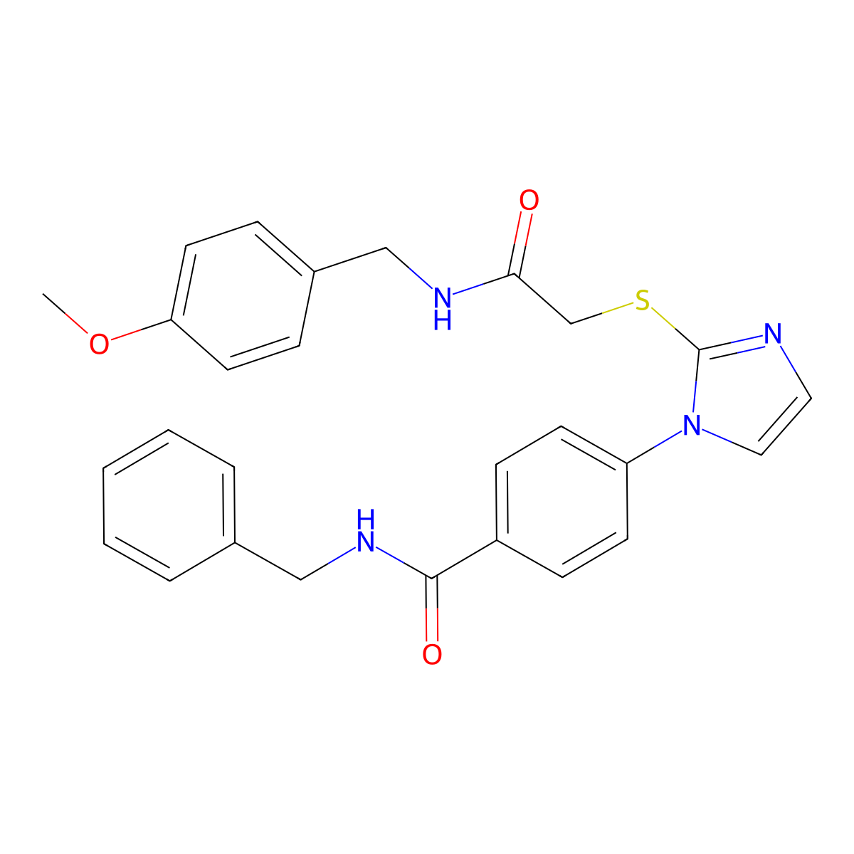 N-benzyl-4-{2-[({[(4-methoxyphenyl)methyl]carbamoyl}methyl)sulfanyl]-1H-imidazol-1-yl}benzamide molecular structure, CAS 1206988-60-4