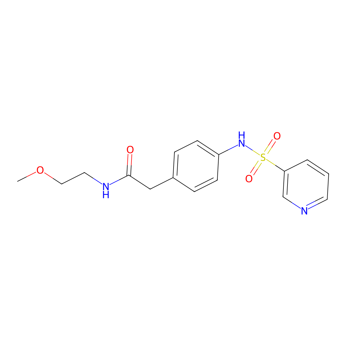 N-(2-methoxyethyl)-2-(4-(pyridine-3-sulfonamido)phenyl)acetamide molecular structure, CAS 1206988-61-5