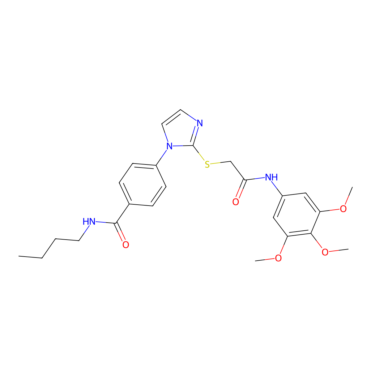 N-butyl-4-[2-({[(3,4,5-trimethoxyphenyl)carbamoyl]methyl}sulfanyl)-1H-imidazol-1-yl]benzamide molecular structure, CAS 1206988-66-0