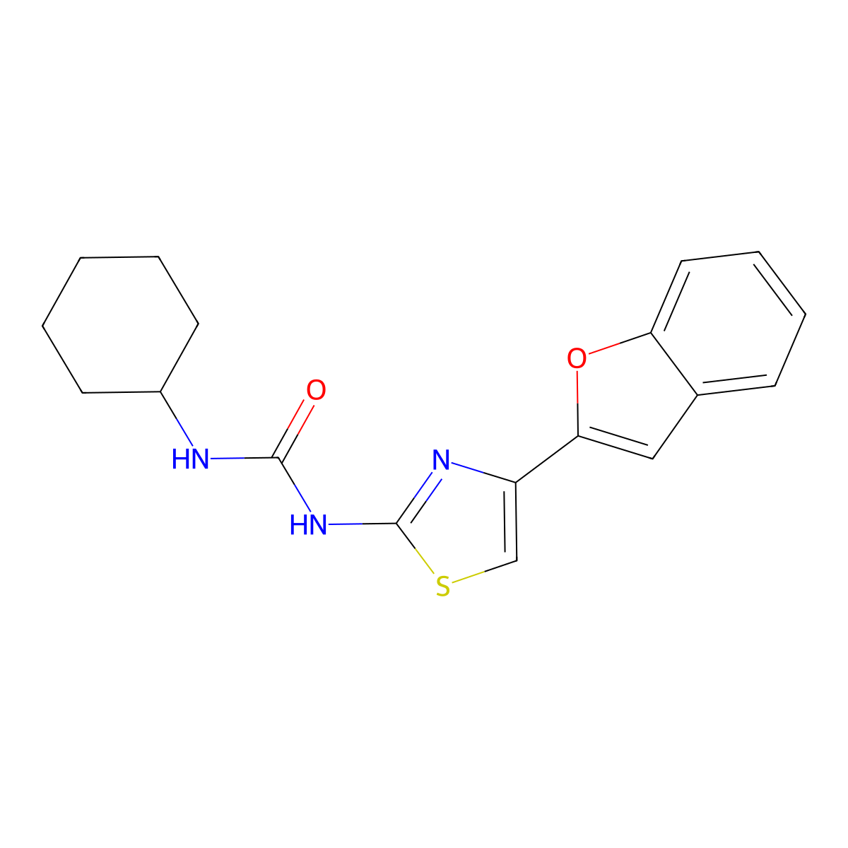 1-(4-(Benzofuran-2-yl)thiazol-2-yl)-3-cyclohexylurea molecular structure, CAS 1206988-69-3