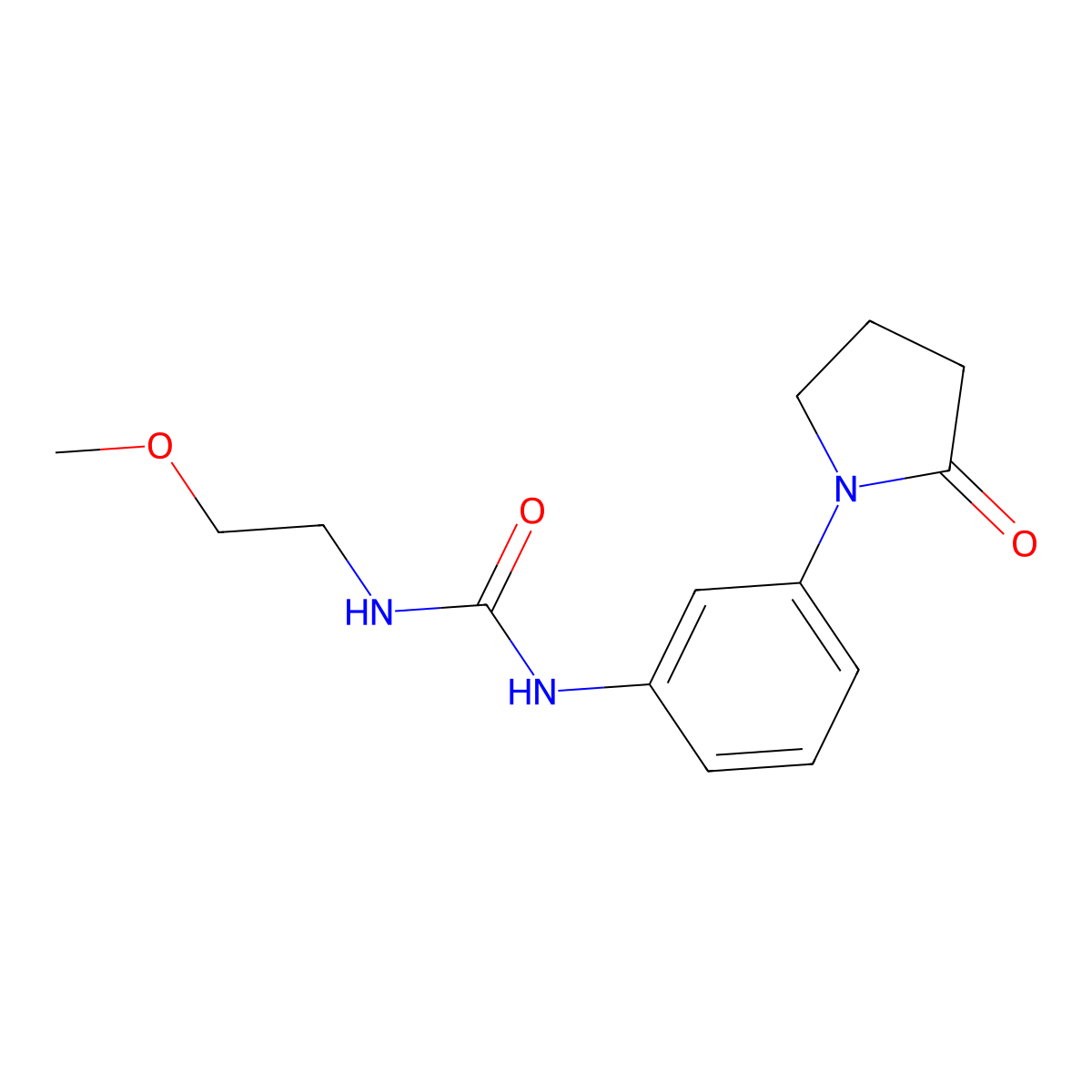 1-(2-Methoxyethyl)-3-(3-(2-oxopyrrolidin-1-yl)phenyl)urea molecular structure, CAS 1206988-70-6