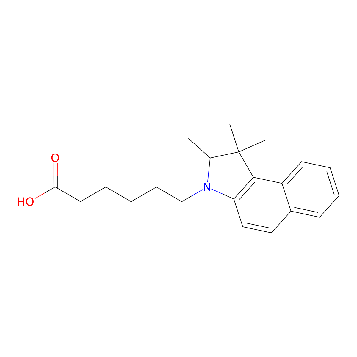 6-(1,1,2-trimethyl-1,2-dihydro-3H-benzo[e]indol-3-yl)hexanoic acid molecular structure, CAS 1206988-72-8