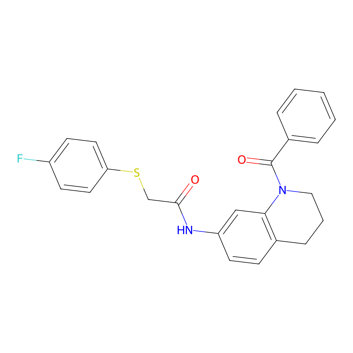 N-(1-benzoyl-1,2,3,4-tetrahydroquinolin-7-yl)-2-((4-fluorophenyl)thio)acetamide molecular structure, CAS 1206988-75-1