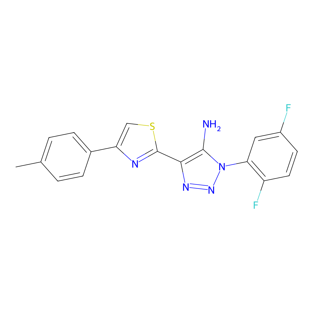 1-(2,5-difluorophenyl)-4-[4-(4-methylphenyl)-1,3-thiazol-2-yl]-1H-1,2,3-triazol-5-amine molecular structure, CAS 1206988-76-2
