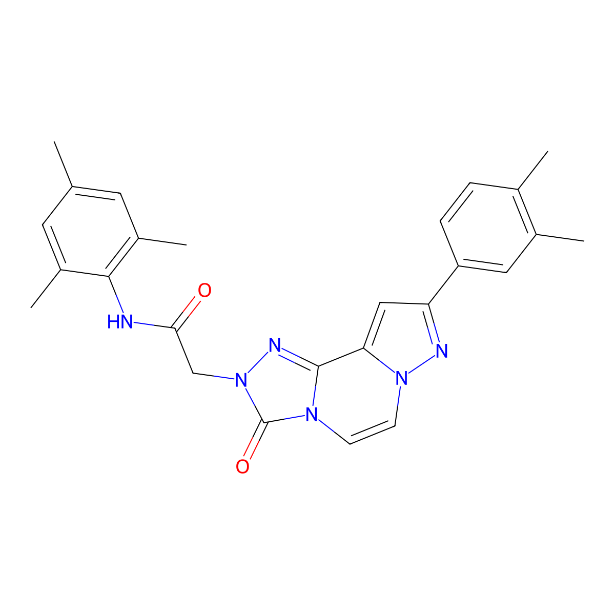 2-[11-(3,4-dimethylphenyl)-5-oxo-3,4,6,9,10-pentaazatricyclo[7.3.0.0^{2,6}]dodeca-1(12),2,7,10-tetraen-4-yl]-N-(2,4,6-trimethylphenyl)acetamide molecular structure, CAS 1206988-82-0