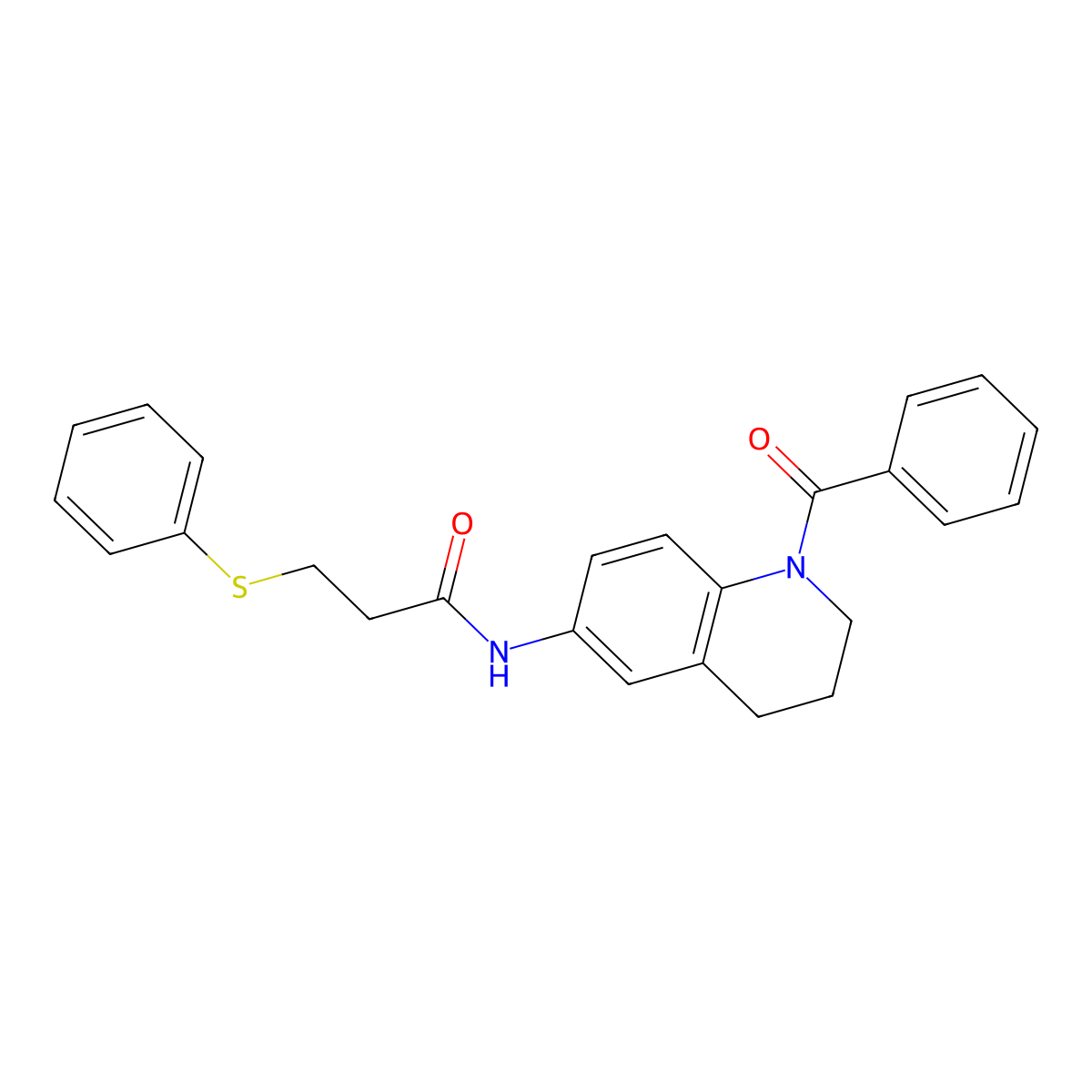 N-(1-benzoyl-1,2,3,4-tetrahydroquinolin-6-yl)-3-(phenylthio)propanamide molecular structure, CAS 1206988-85-3