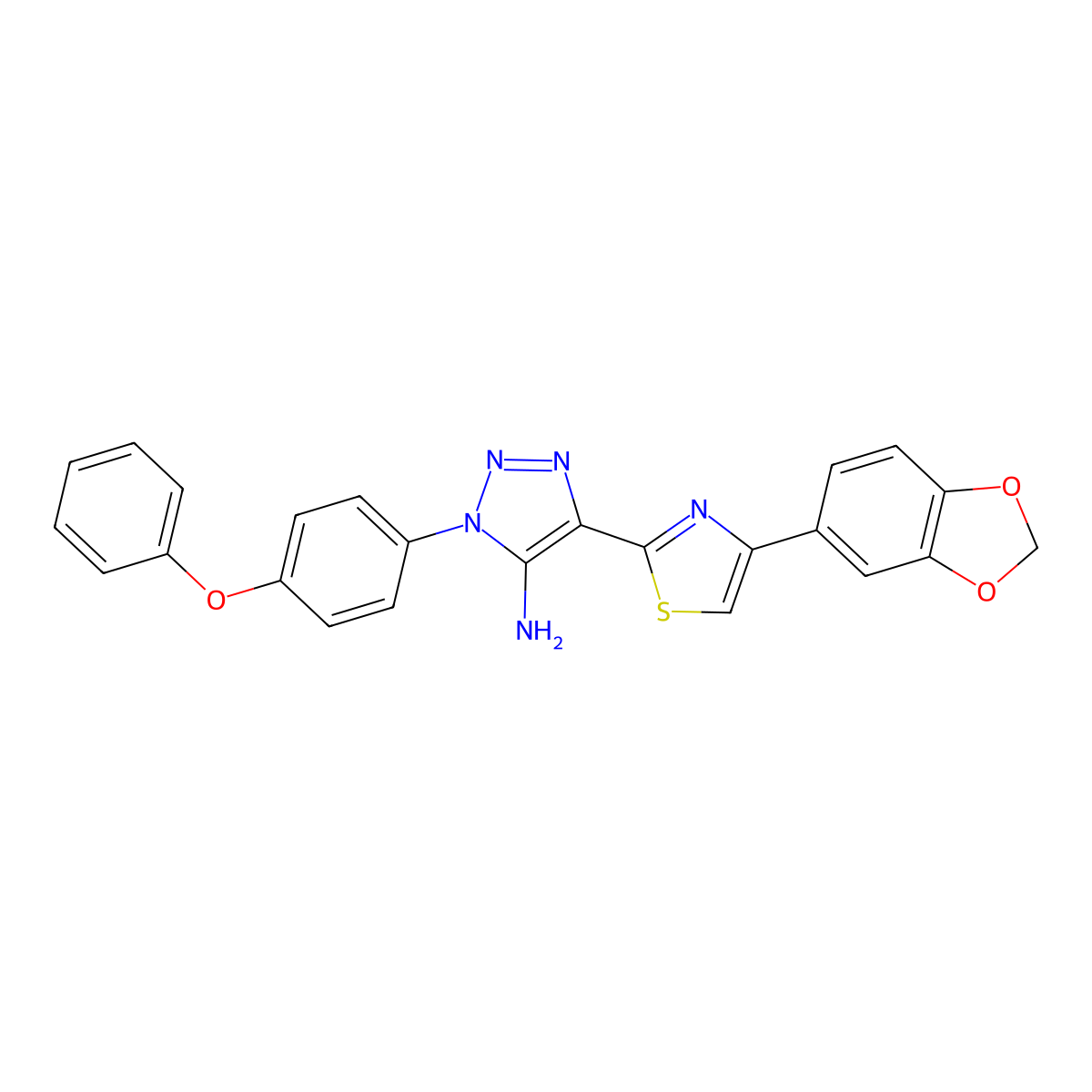 4-(4-(benzo[d][1,3]dioxol-5-yl)thiazol-2-yl)-1-(4-phenoxyphenyl)-1H-1,2,3-triazol-5-amine molecular structure, CAS 1206988-86-4