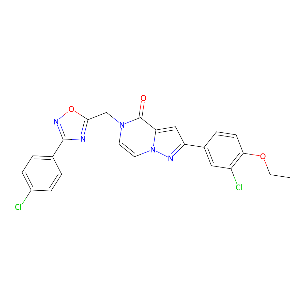 2-(3-chloro-4-ethoxyphenyl)-5-((3-(4-chlorophenyl)-1,2,4-oxadiazol-5-yl)methyl)pyrazolo[1,5-a]pyrazin-4(5H)-one molecular structure, CAS 1206988-87-5