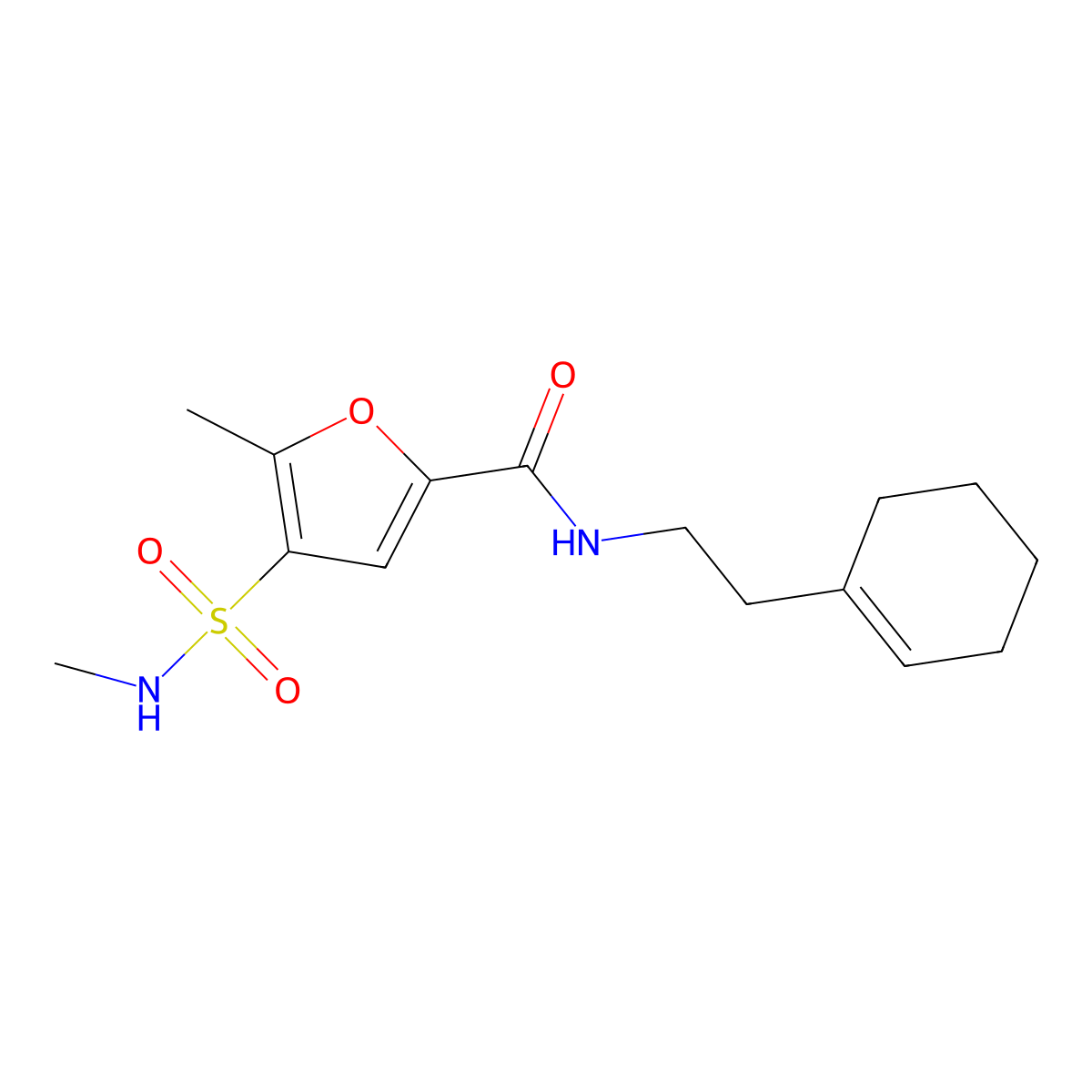 N-(2-(cyclohex-1-en-1-yl)ethyl)-5-methyl-4-(N-methylsulfamoyl)furan-2-carboxamide molecular structure, CAS 1206988-97-7