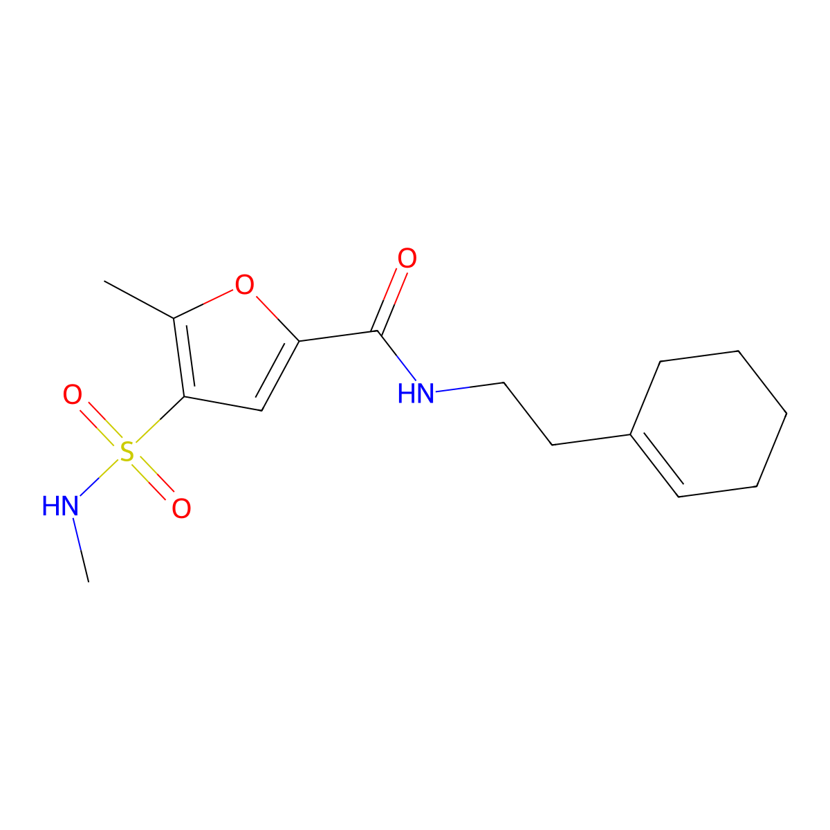 N-(2-(cyclohex-1-en-1-yl)ethyl)-5-methyl-4-(N-methylsulfamoyl)furan-2-carboxamide molecular structure, CAS 1206988-97-7